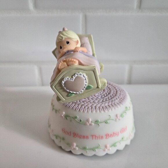 Precious Moments God Bless This Baby Girl Rocking Musical Figurine 2007 Retired - Picture 1 of 3
